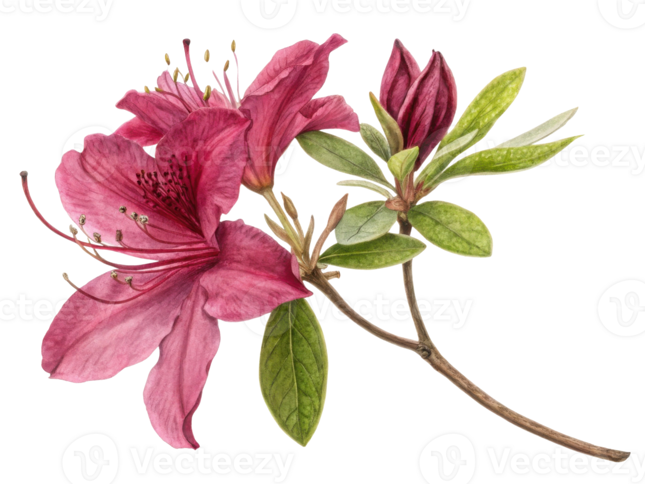 Beautiful azalea flowers bloom with vibrant petals and lush green leaves, creating stunning display of nature artistry png