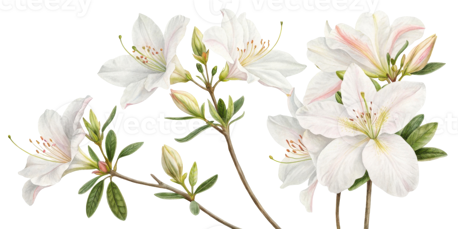 Beautiful azalea flowers bloom gracefully, showcasing delicate petals and vibrant greenery that evoke sense of tranquility and joy png