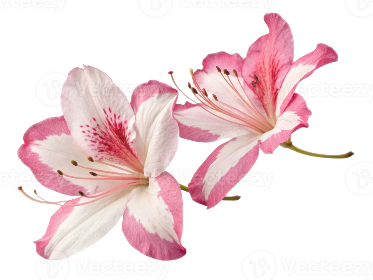 Beautiful azalea flowers bloom with delicate pink and white petals, showcasing nature artistry and elegance png