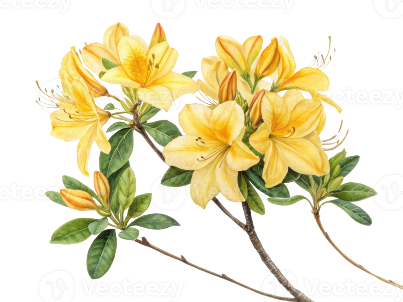 Beautiful azalea flowers bloom vibrantly, showcasing their delicate petals and lush green leaves, creating serene and joyful atmosphere png
