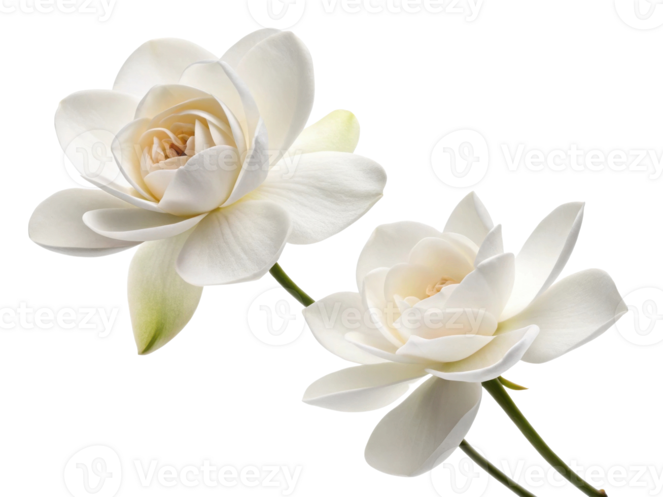 Delicate gardenia flowers bloom gracefully showcasing their soft white petals and enchanting fragrance in serene setting png