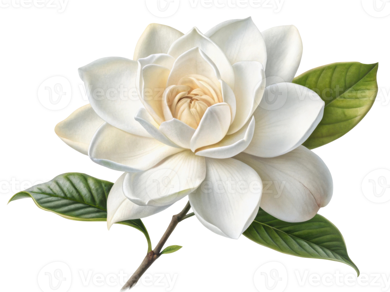 stunning gardenia flower blooms gracefully with soft white petals and lush green leaves, symbolizing beauty and elegance in nature png