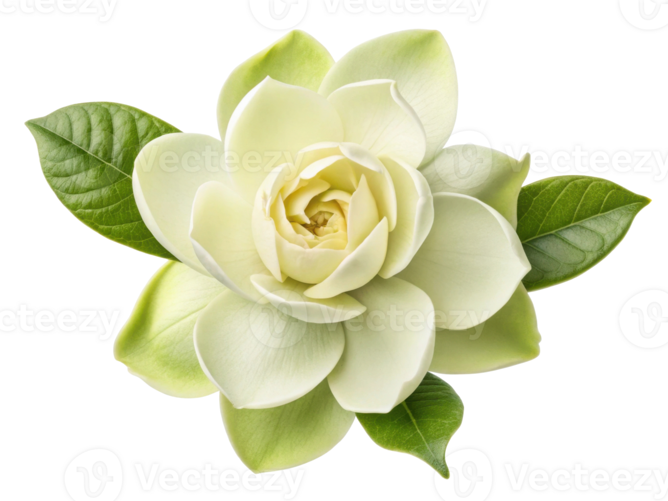 beautiful gardenia flower with soft white petals and lush green leaves creates serene and elegant atmosphere in any setting png