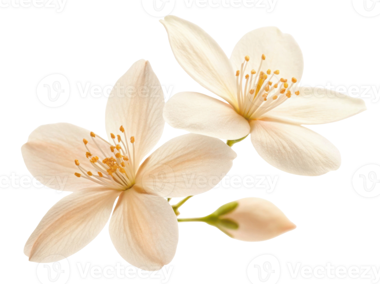 Jasmine flower blooms radiate beauty and elegance with delicate petals and vibrant stamens creating serene atmosphere png