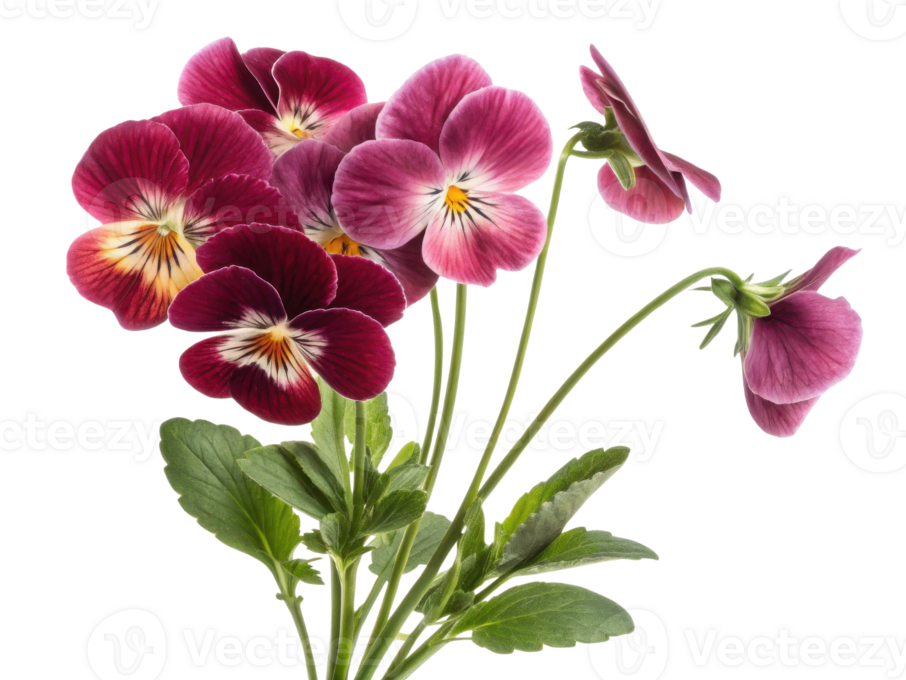 Beautiful pansy flowers bloom in vibrant colors showcasing their delicate petals and lush green leaves, creating stunning floral display png