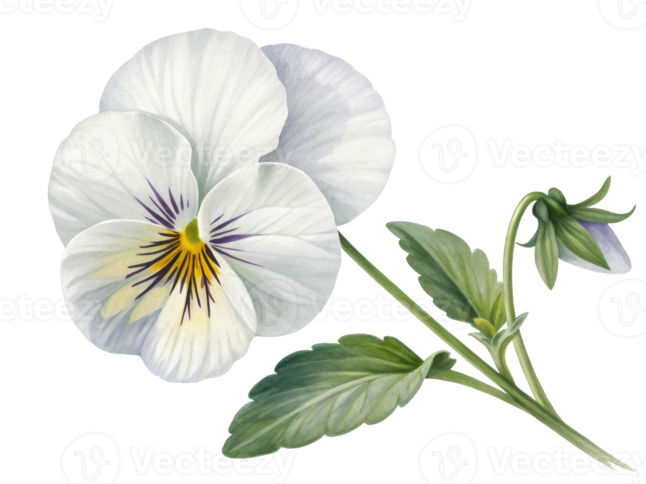 beautiful pansy flower with delicate white petals and vibrant yellow and purple accents showcases nature elegance and charm png
