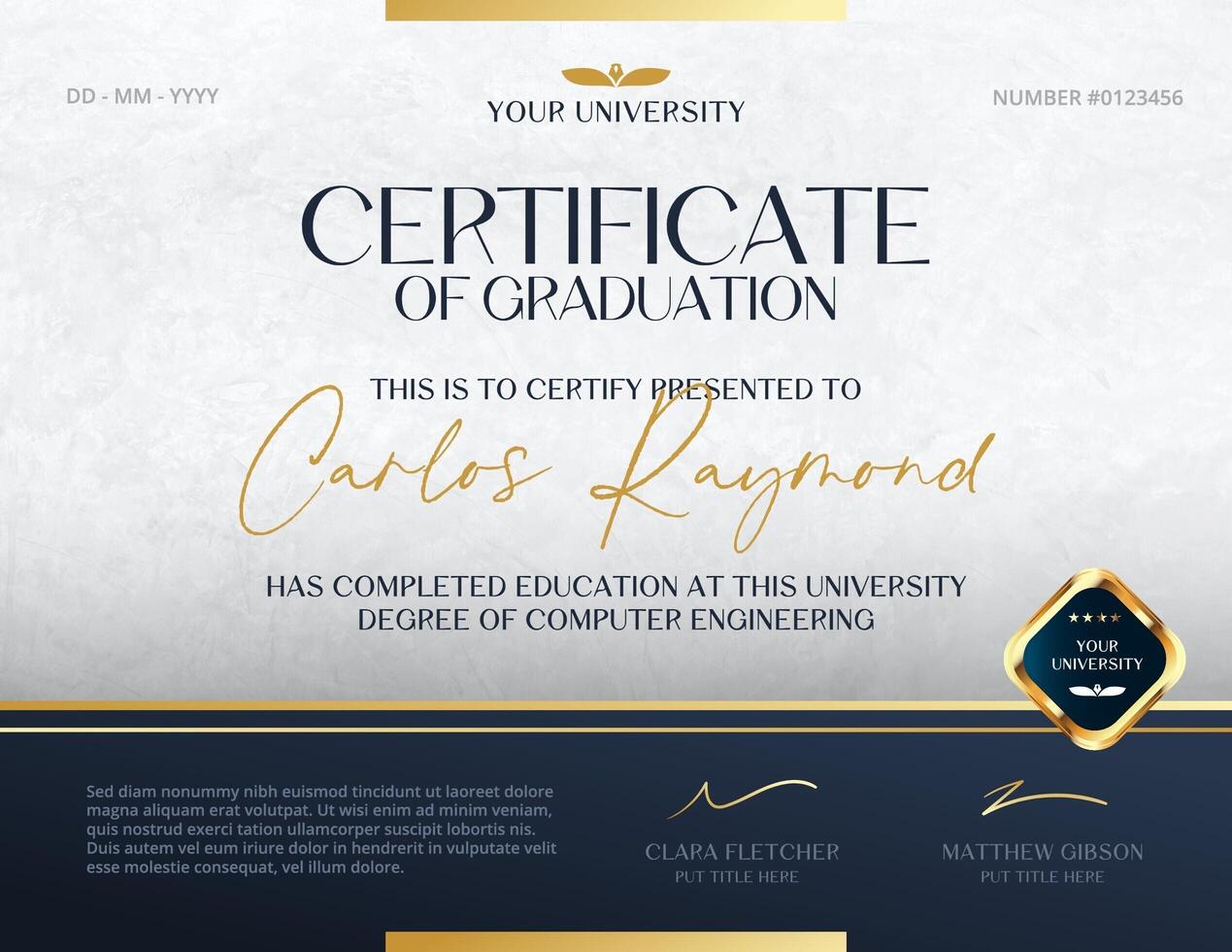 University Fresh Graduates Certificate template