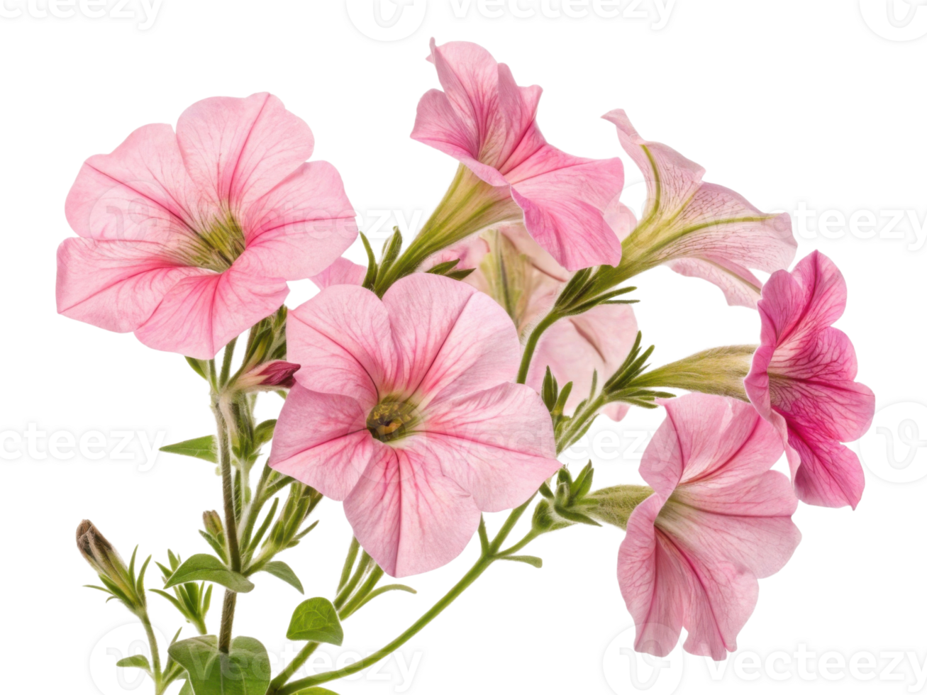 Beautiful petunia flowers bloom gracefully, showcasing their delicate pink hues and intricate patterns, adding charm to any garden png