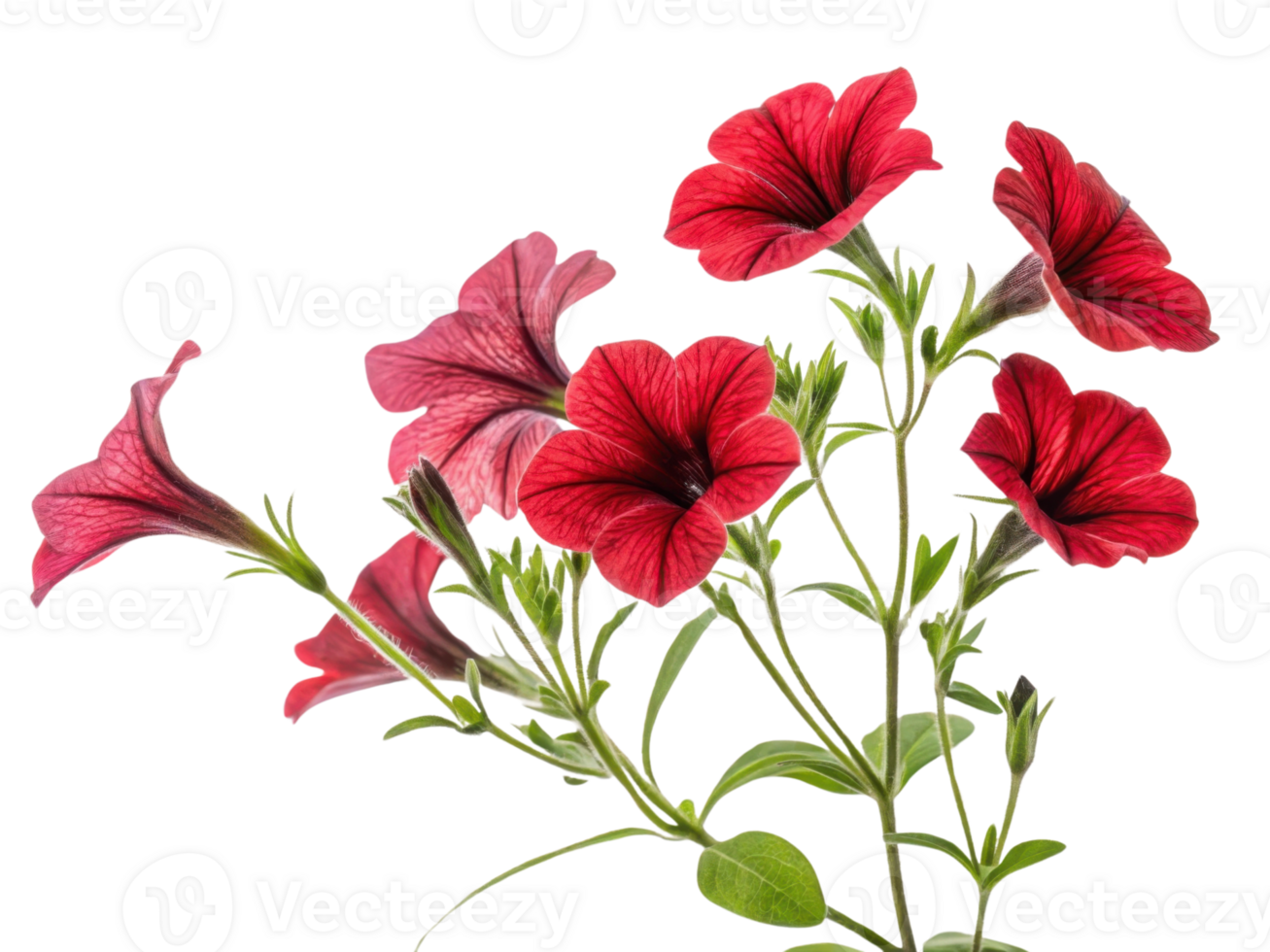 Beautiful petunia flowers bloom vibrantly, showcasing their rich red hues and delicate petals, perfect for any garden or floral arrangement png