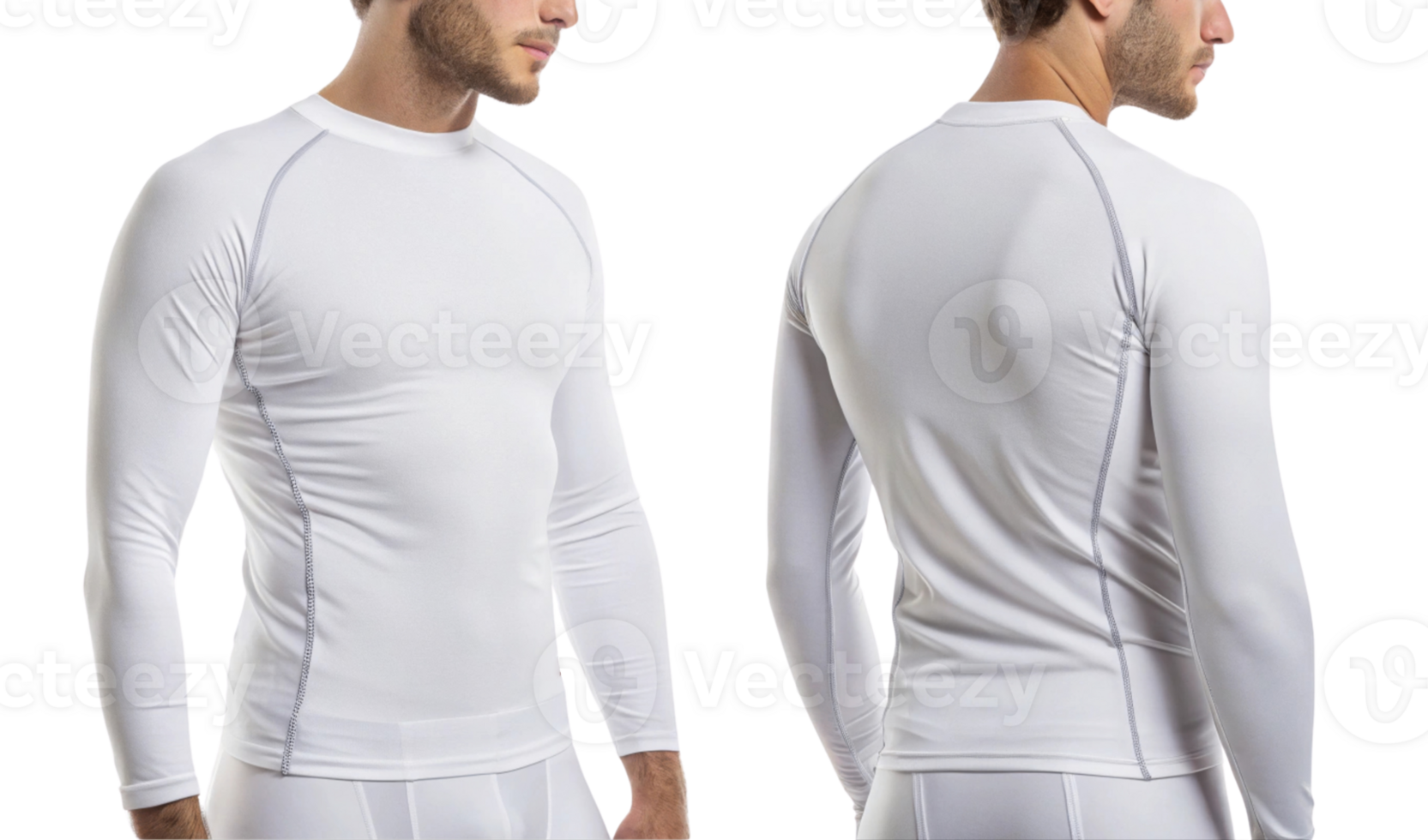stylish mockup of men rashguard showcasing fitted design perfect for active wear and sports. This versatile garment offers comfort and support png