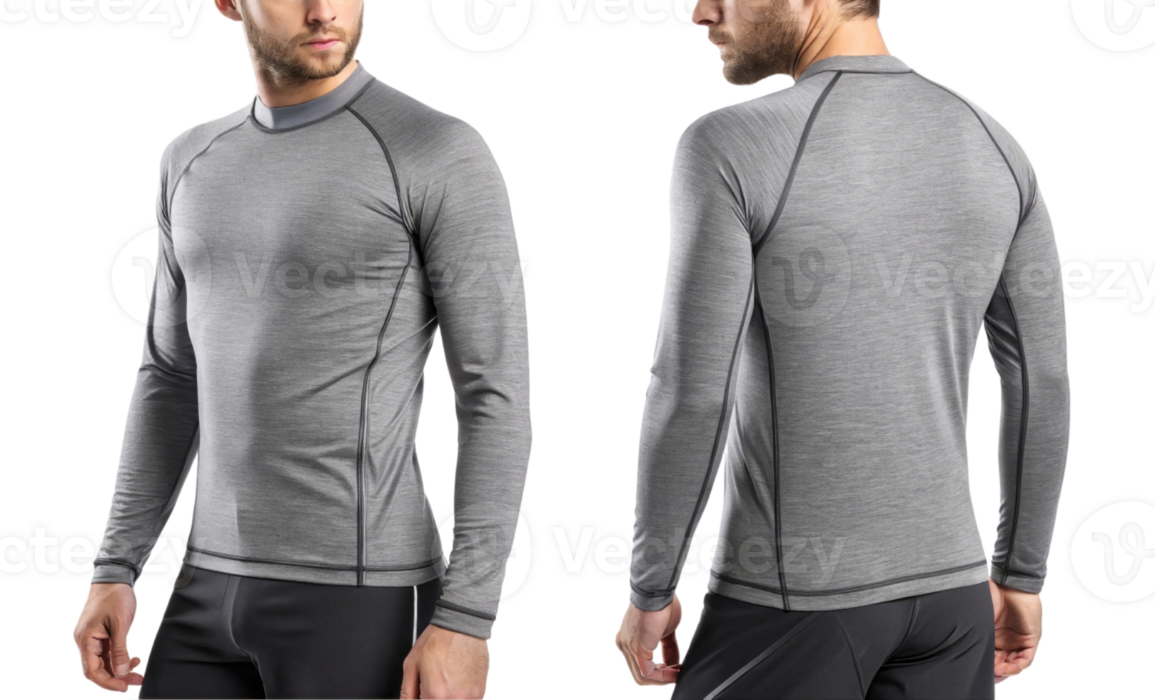 stylish mockup of gray rashguard designed for active wear, showcasing its sleek fit and modern design for sports enthusiasts png