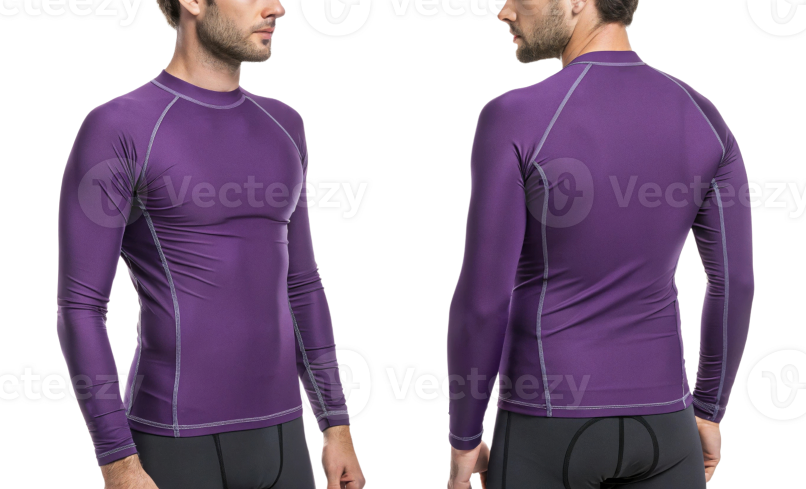 stylish mockup of purple rashguard designed for active wear, perfect for sports and outdoor activities while ensuring comfort and flexibility png