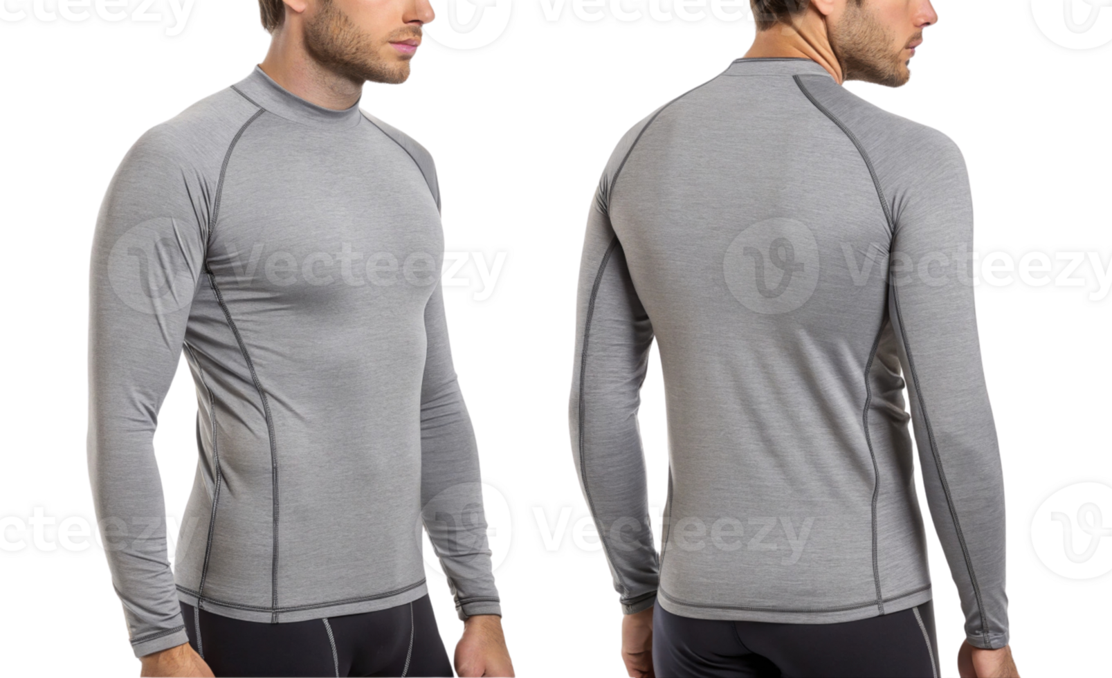 stylish mockup of gray rashguard designed for active wear, perfect for sports and outdoor activities while providing comfort and flexibility png