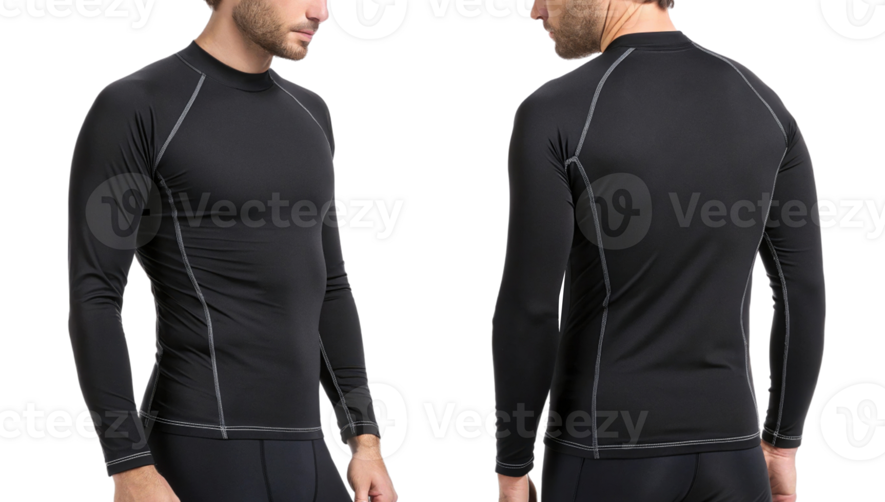 sleek black rashguard mockup designed for water sports, showcasing modern fit and stylish design perfect for active lifestyles png