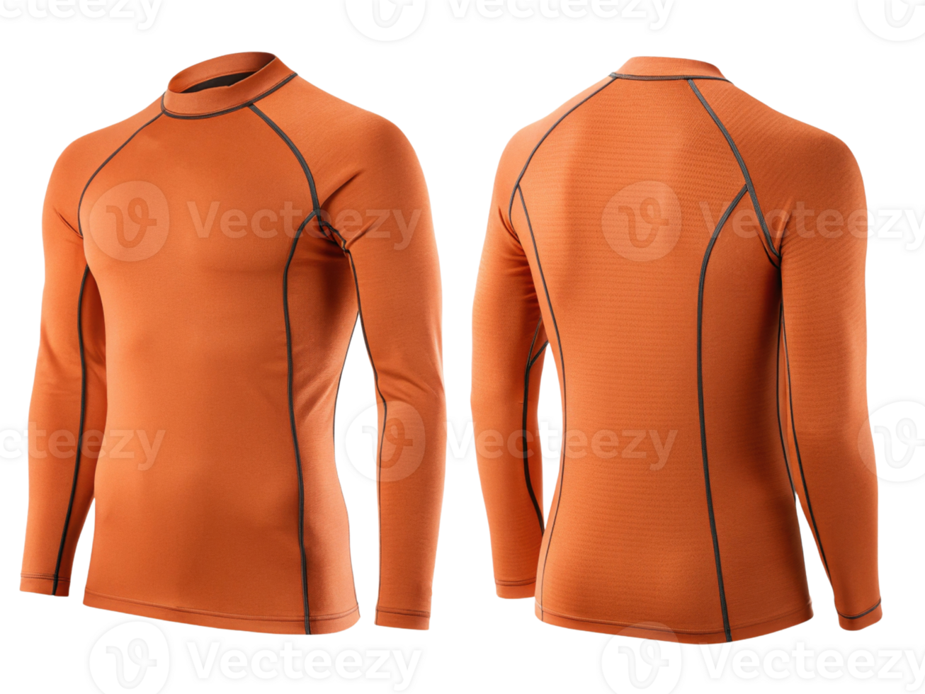 stylish rashguard mockup in vibrant orange showcases sleek design perfect for active wear. Ideal for sports and outdoor activities png