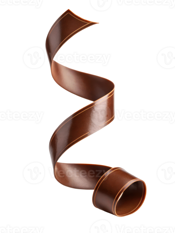 falling ribbon of chocolate gracefully twists in mid air creating elegant spiral shape png