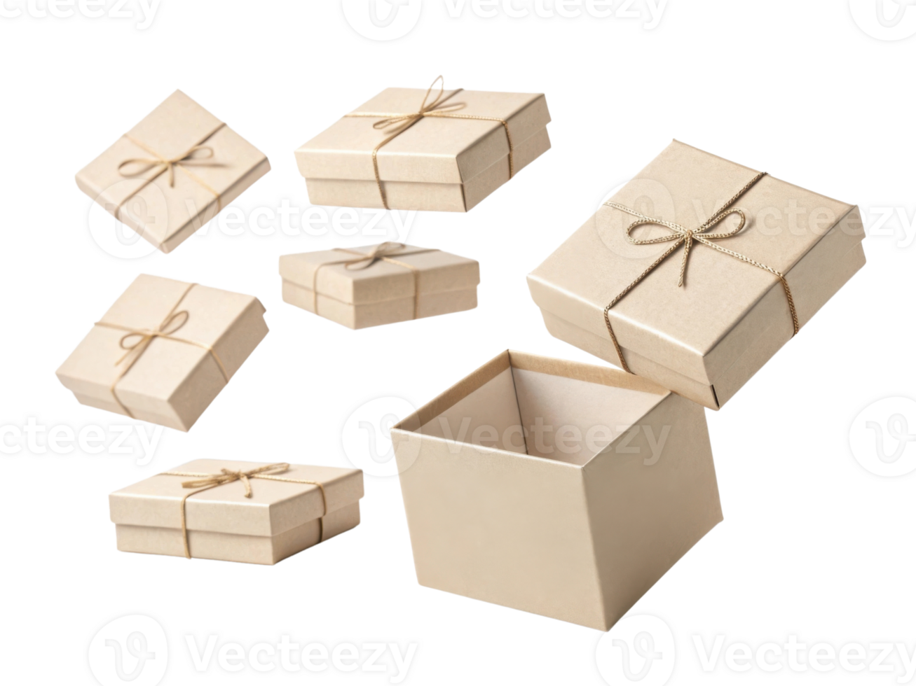 Gift boxes with elegant bows create charming presentation png