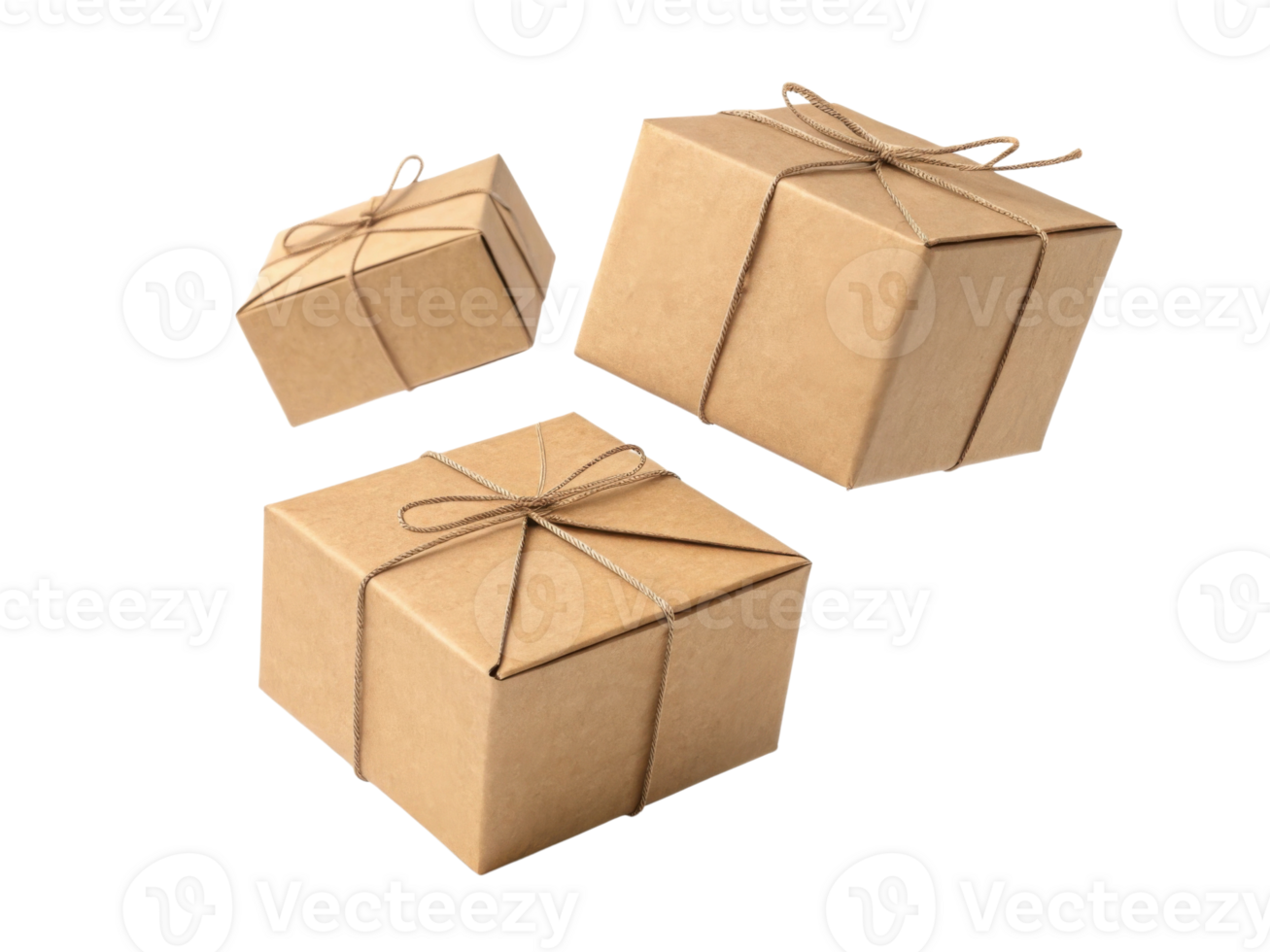Brown gift boxes tied with string create rustic and charming presentation png