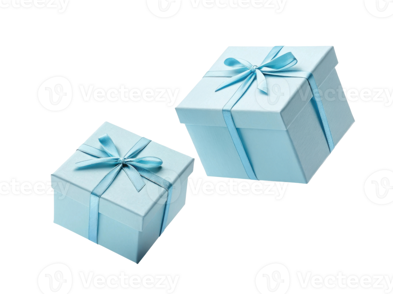 Two elegant blue gift boxes with ribbons create charming presentation png