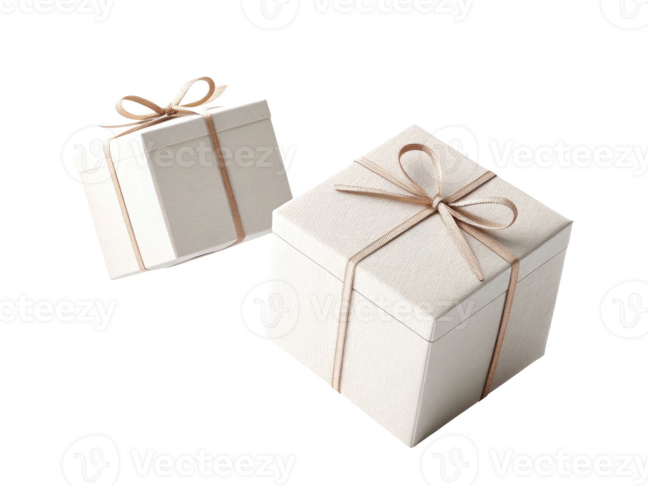 pair of elegant gift boxes with bows, perfect for special occasions and celebrations. boxes are simple yet stylish, adding touch of sophistication png