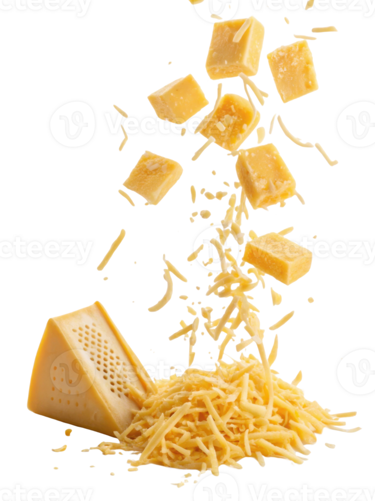 Grated cheese falls beautifully from above creating delightful scene of culinary joy and flavor png