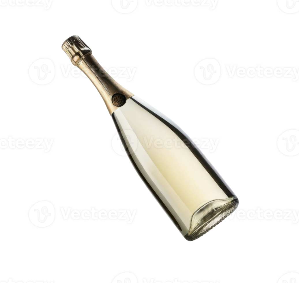 beautiful champagne bottle elegantly tilted showcases its sparkling contents, perfect for celebrations and special moments png