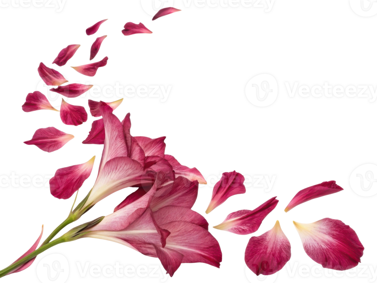 beautiful gladiolus flower with delicate petals gracefully falling, creating stunning visual display of nature elegance png