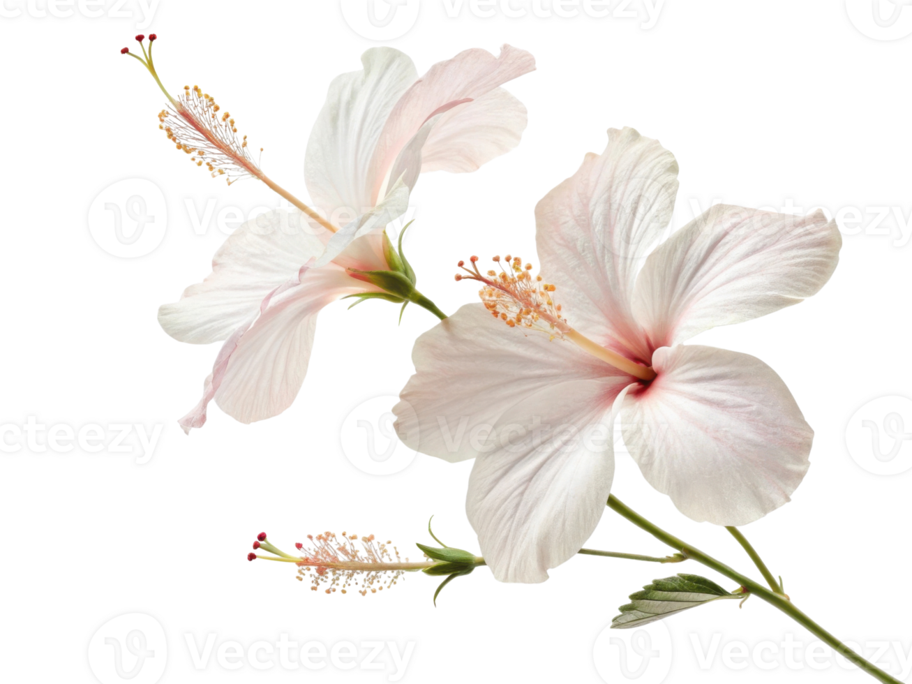 Beautiful hibiscus flowers bloom gracefully, showcasing delicate petals and vibrant colors that evoke sense of tranquility and joy png