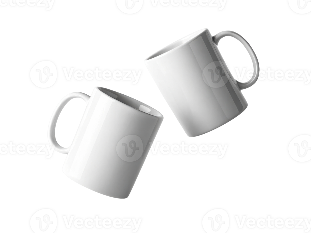 White mugs in mockup design create perfect canvas for personalized artwork or branding, ideal for showcasing creativity and style png
