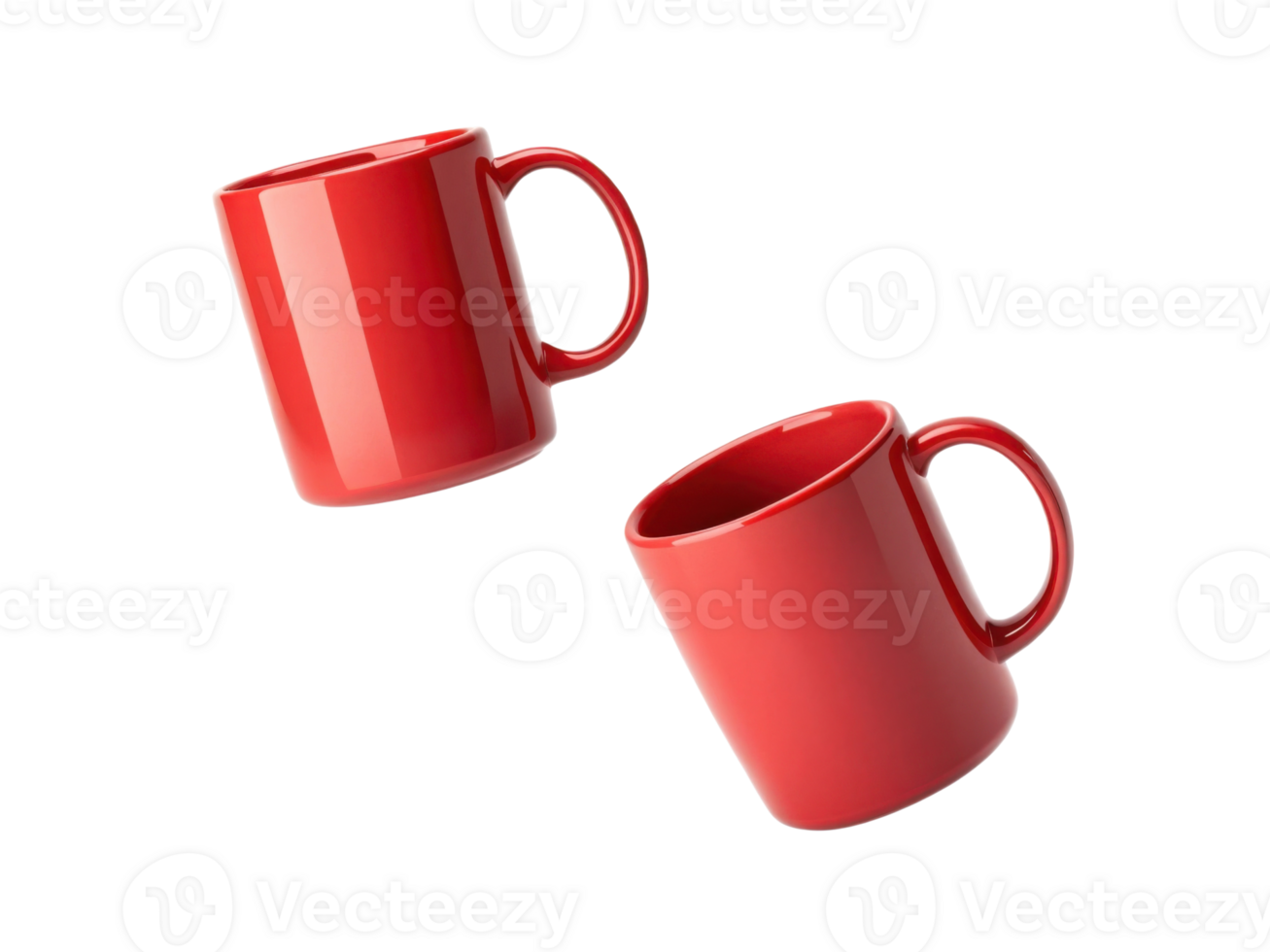 Bright red mugs in stylish mockup create vibrant and inviting atmosphere perfect for showcasing beverages png