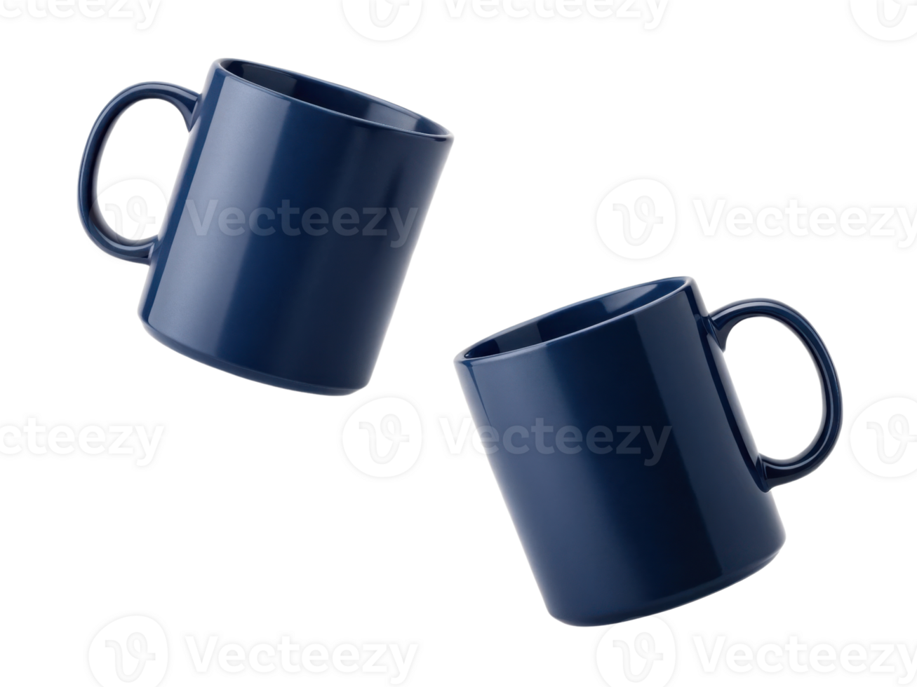 Blue mugs in mockup design create stylish and modern look perfect for showcasing beverages or branding png