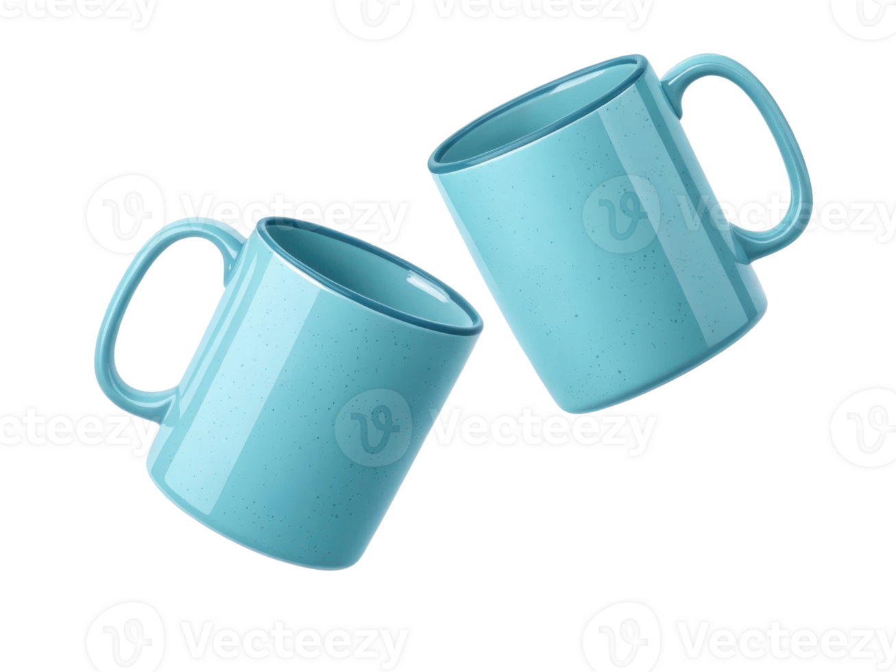 Bright blue mugs in mockup design create cheerful atmosphere perfect for any beverage png