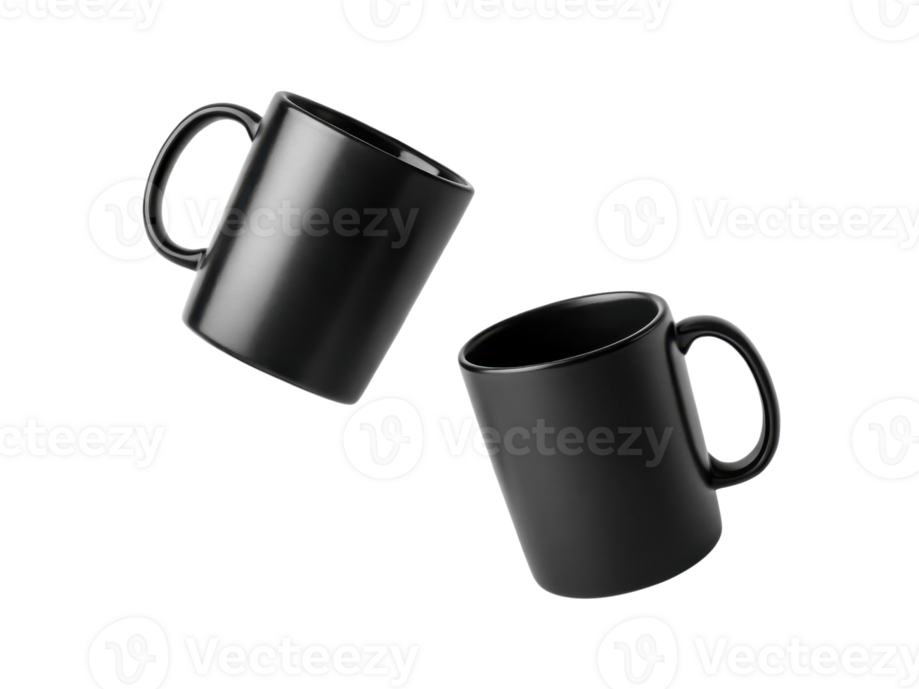 Black mugs in stylish mockup create modern and elegant display perfect for showcasing beverages or designs png