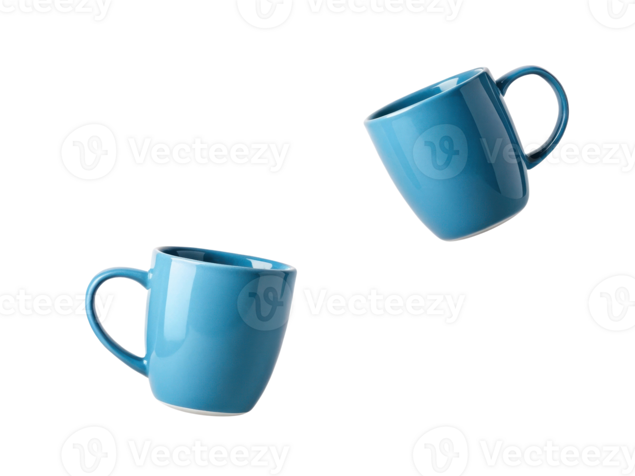 Bright blue mugs in playful mockup create vibrant and cheerful atmosphere perfect for showcasing your design ideas png
