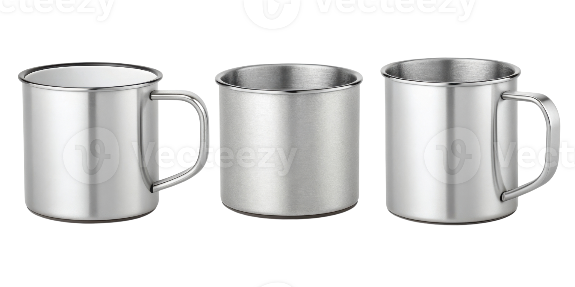 Stylish stainless steel mugs mockup showcase modern design perfect for beverages and promotional use png