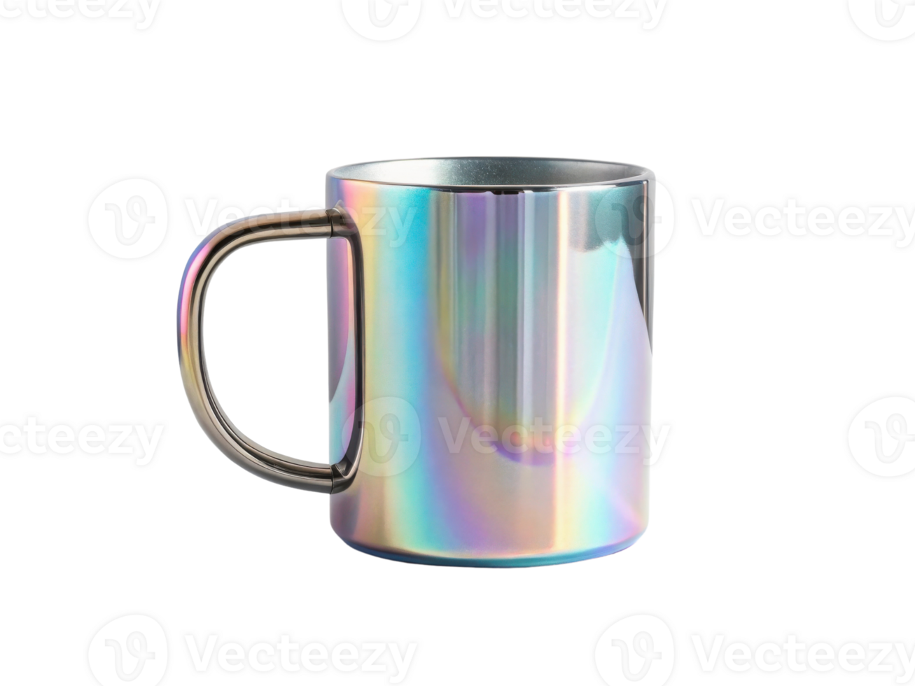 stunning mug mockup featuring vibrant iridescent finish that captures light beautifully, perfect for showcasing designs png