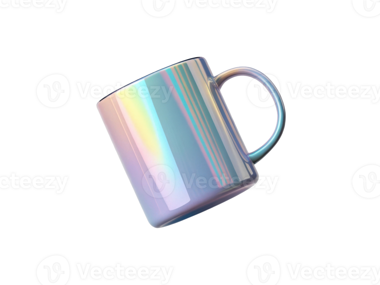 beautiful mug mockup featuring stunning iridescent finish that captures light in mesmerizing way, perfect for showcasing designs png