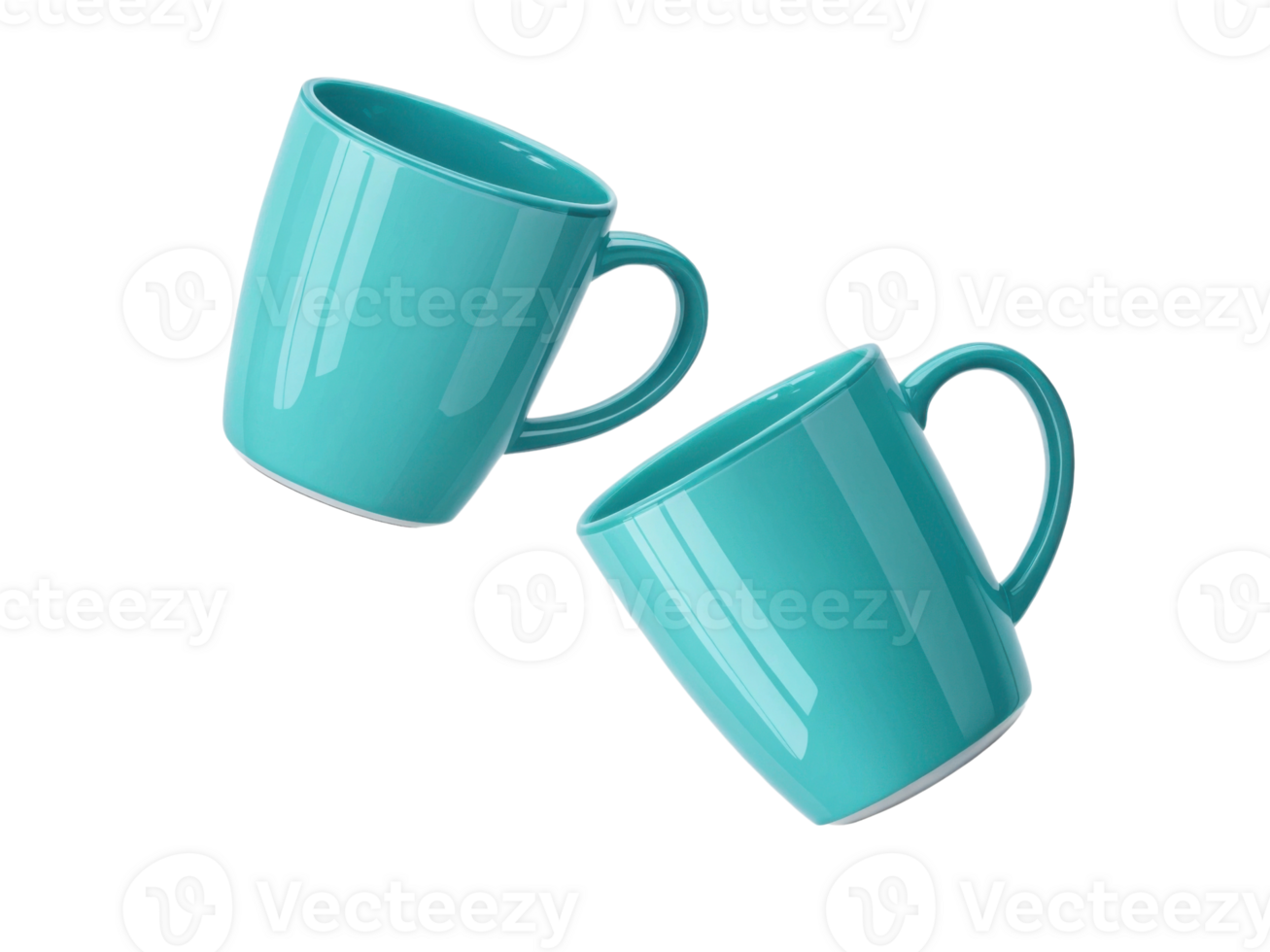 Bright turquoise mugs in stylish mockup create vibrant and inviting atmosphere perfect for any beverage png