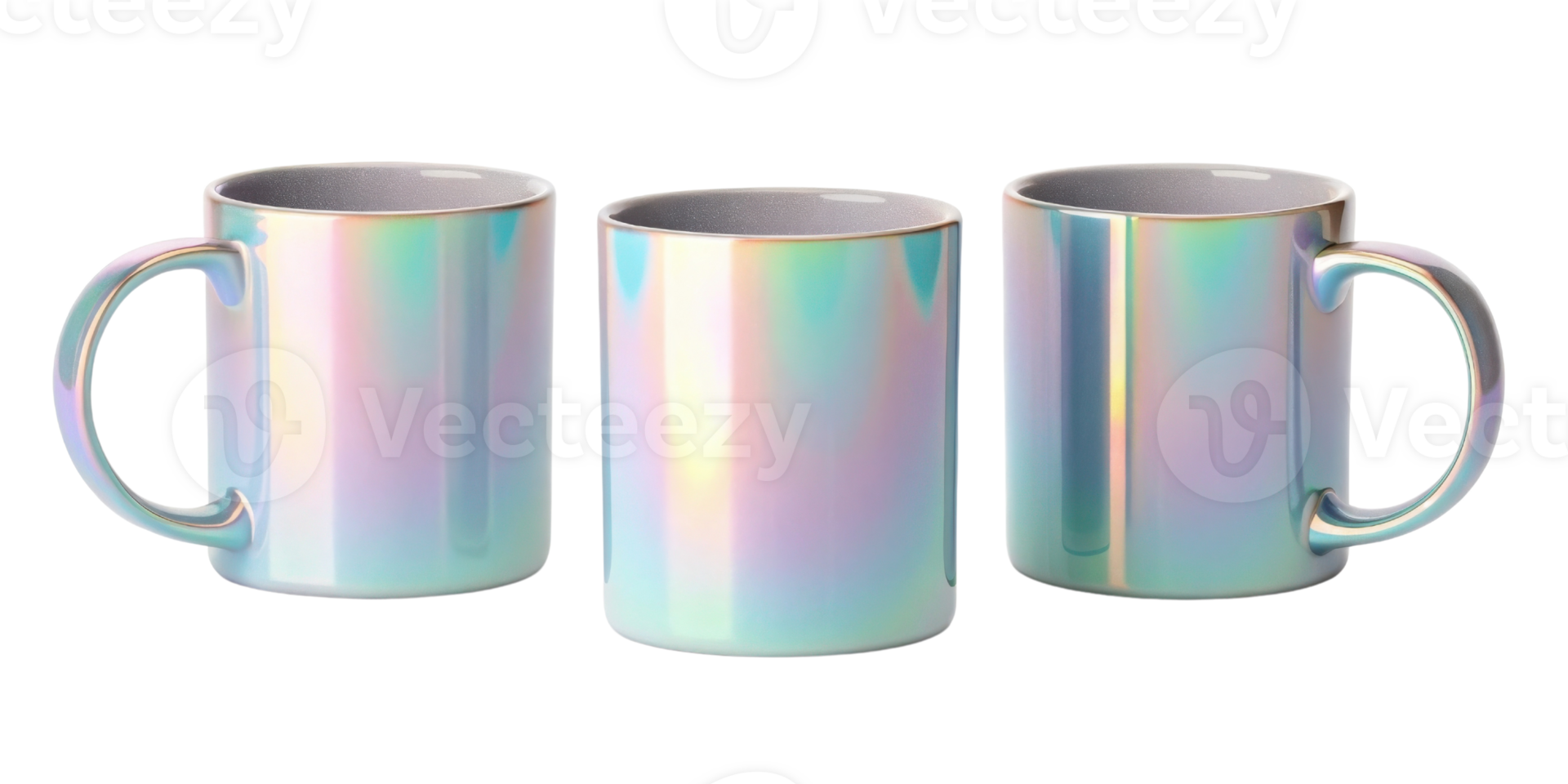 stunning mug mockup featuring glossy iridescent finish that reflects light beautifully, perfect for showcasing designs png