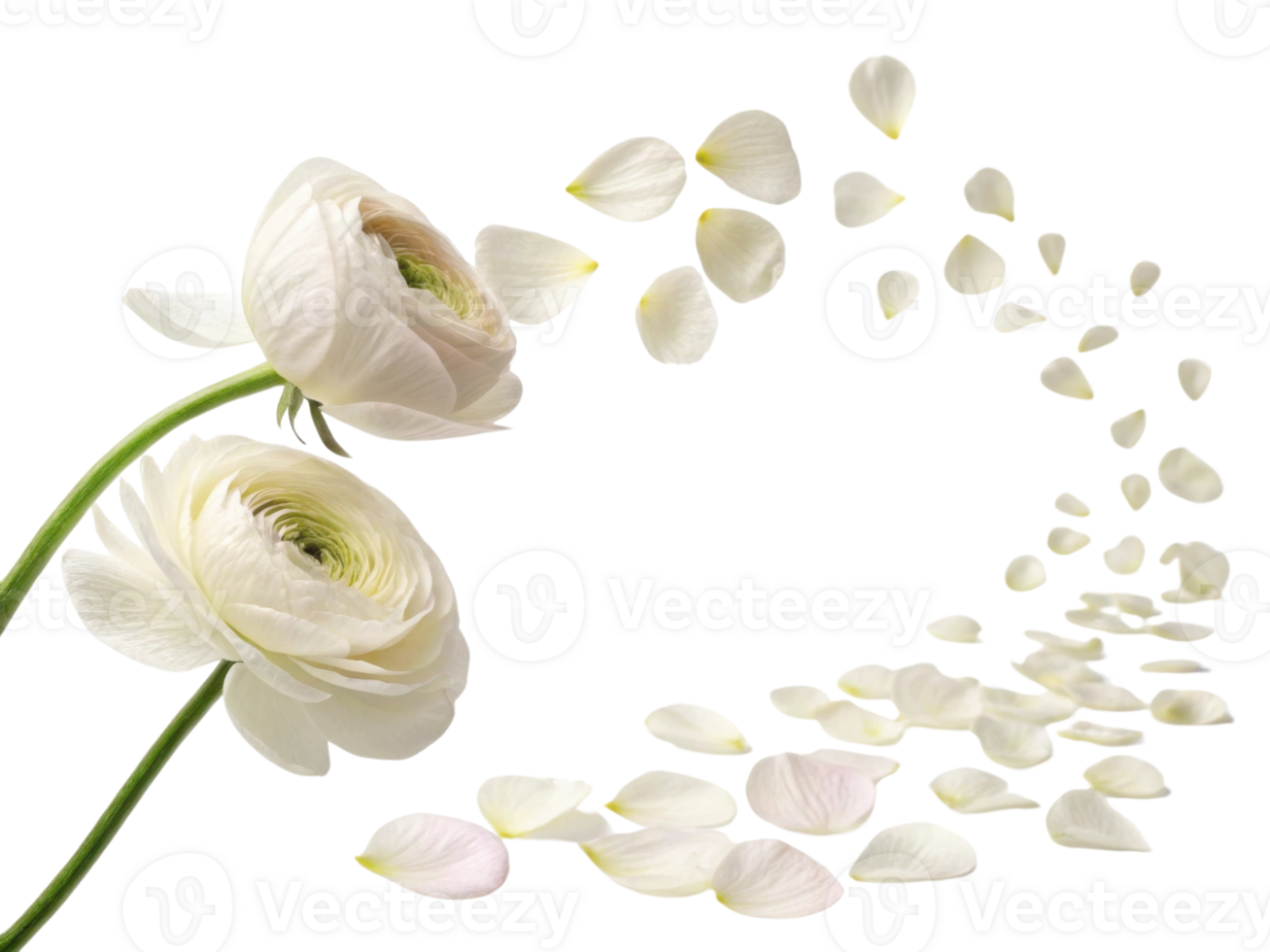 Beautiful ranunculus flowers gracefully display their delicate petals, creating serene atmosphere filled with elegance and charm png