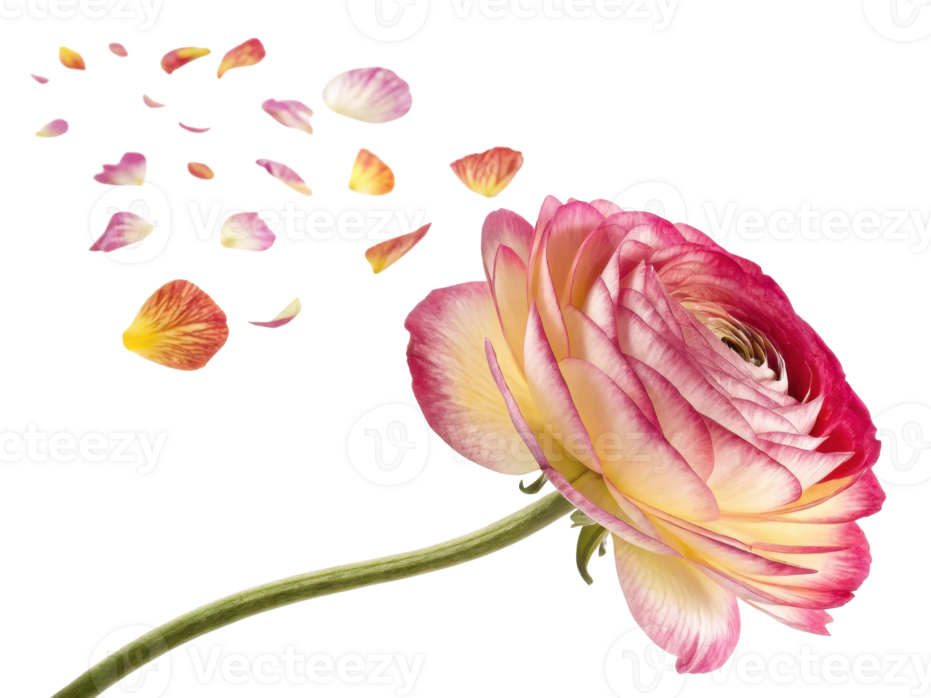beautiful ranunculus flower with delicate petals drifting away creates serene and enchanting atmosphere png