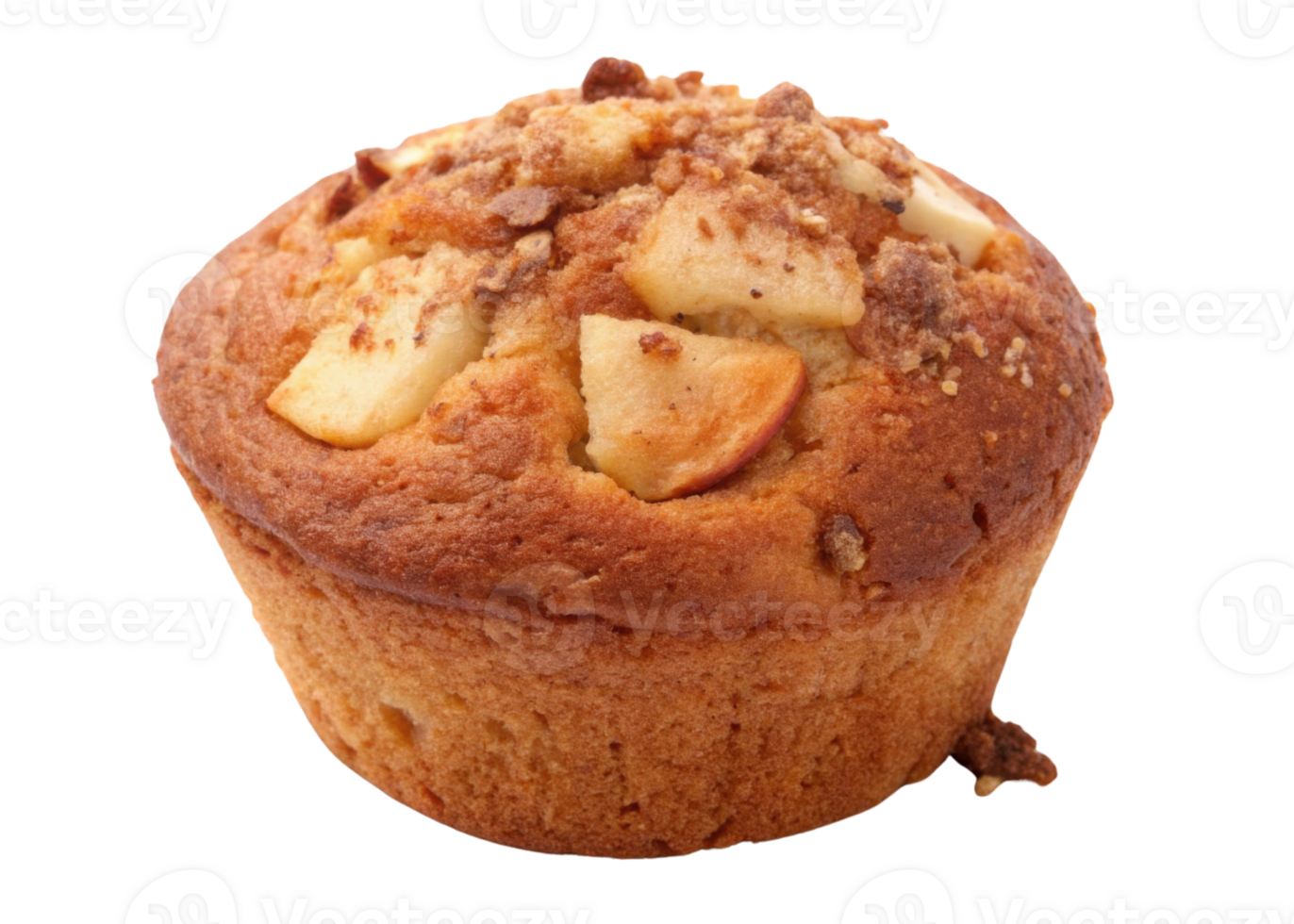 Delicious muffin topped with crunchy bits and fresh apple pieces, perfect for sweet treat or breakfast delight png