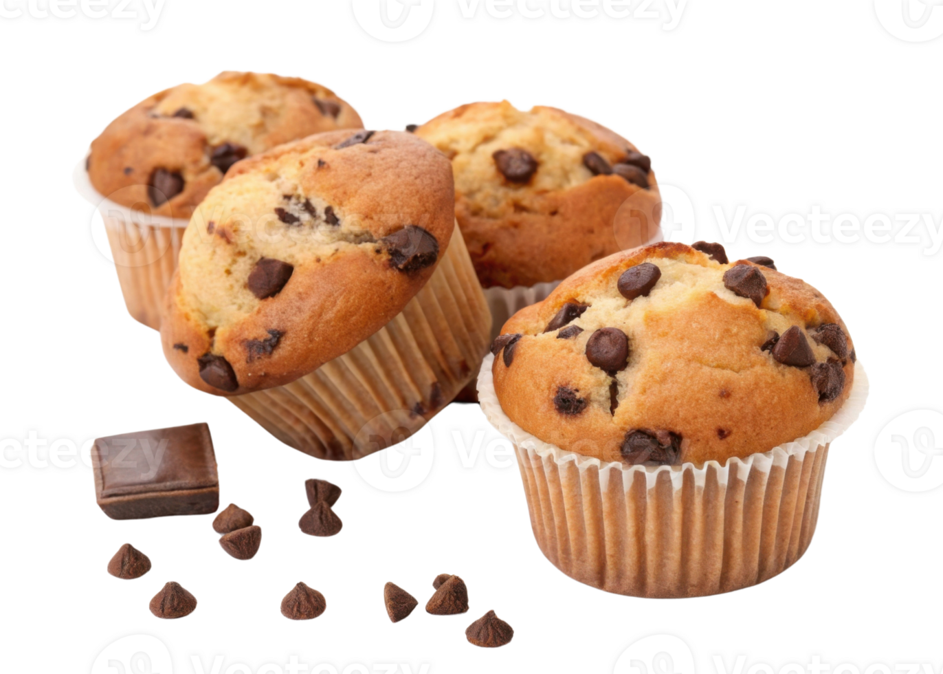 Delicious muffins with chocolate chips are perfect for any occasion, offering delightful treat that brings joy to every bite png