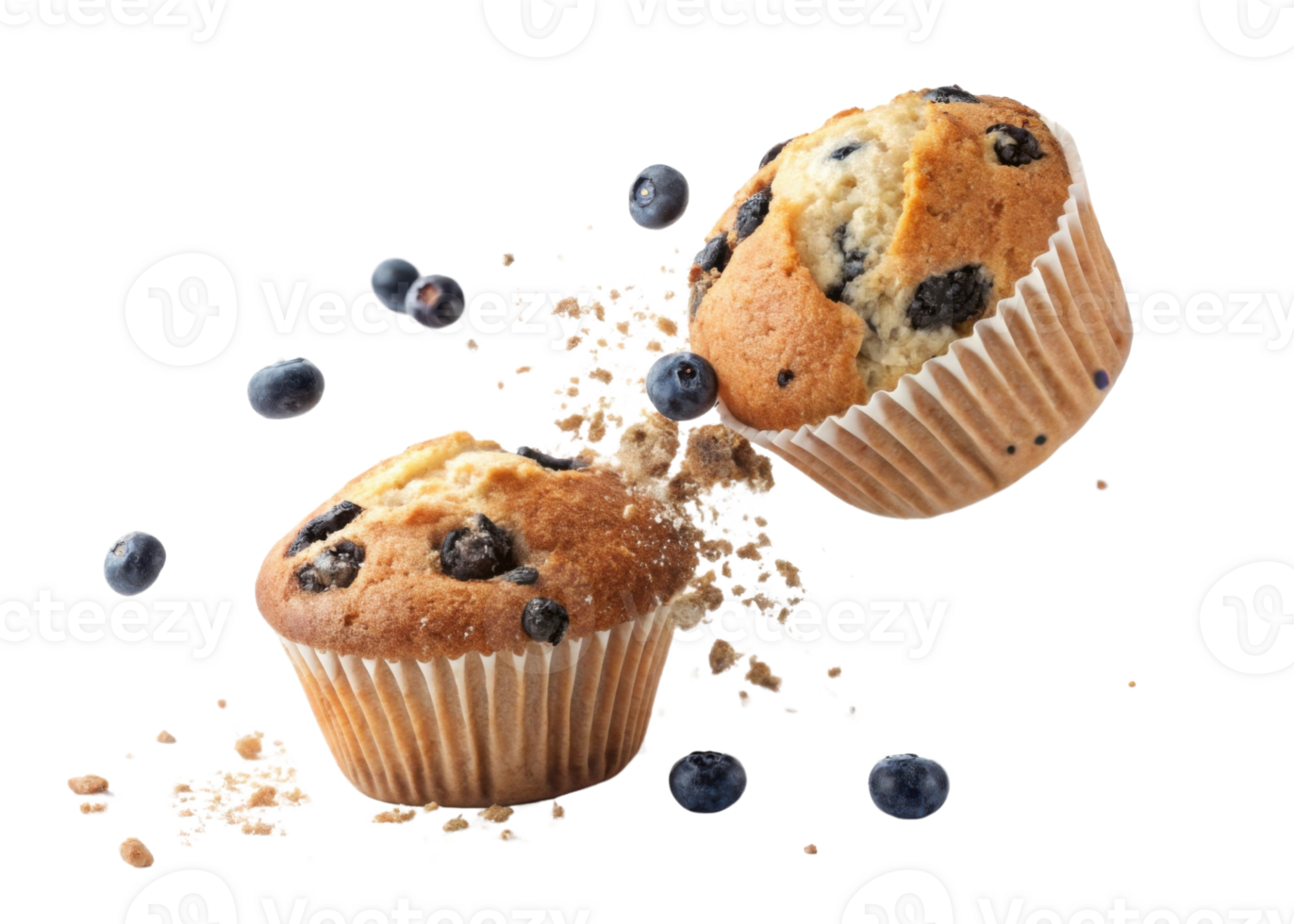 Delicious blueberry muffins burst with flavor and texture, perfect for sweet treat or breakfast delight png