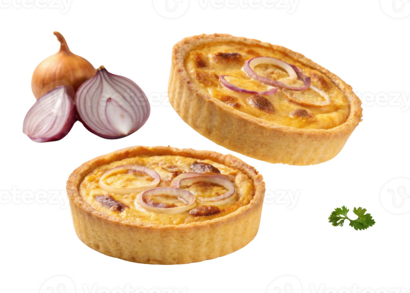 Delicious quiche with caramelized onions showcases golden crust and savory filling perfect for any meal. Enjoy this delightful dish png