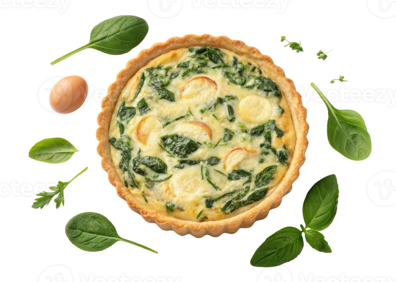 Delicious quiche filled with fresh spinach and eggs showcases delightful blend of flavors and textures perfect for any meal png