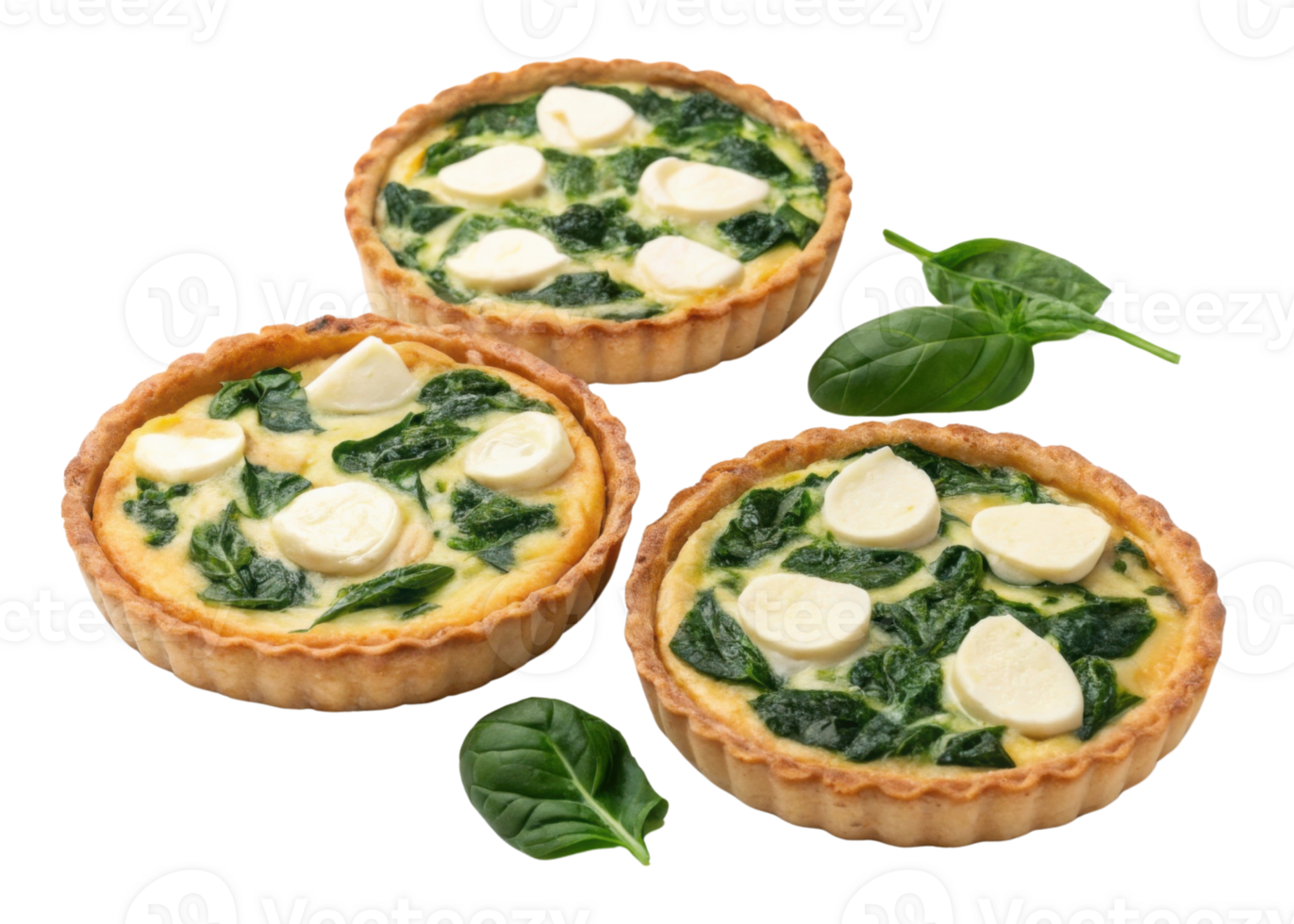 Delicious quiche with spinach and cheese showcases perfect blend of flavors in golden crust. Enjoy this savory treat for any meal png