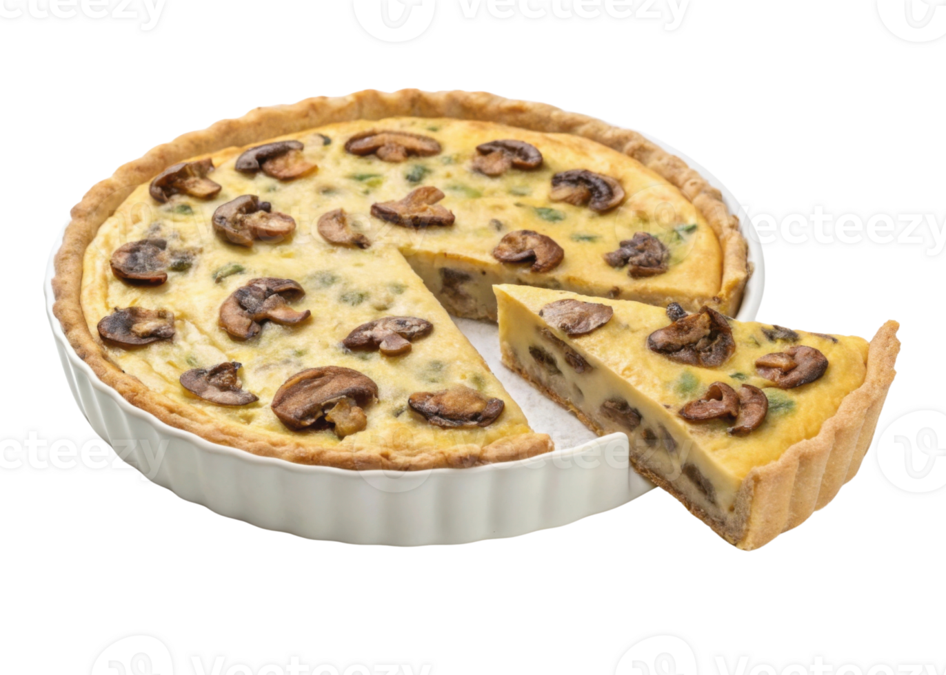 Delicious quiche with mushrooms and spinach showcases golden crust and savory filling perfect for any meal. Enjoy this delightful dish png