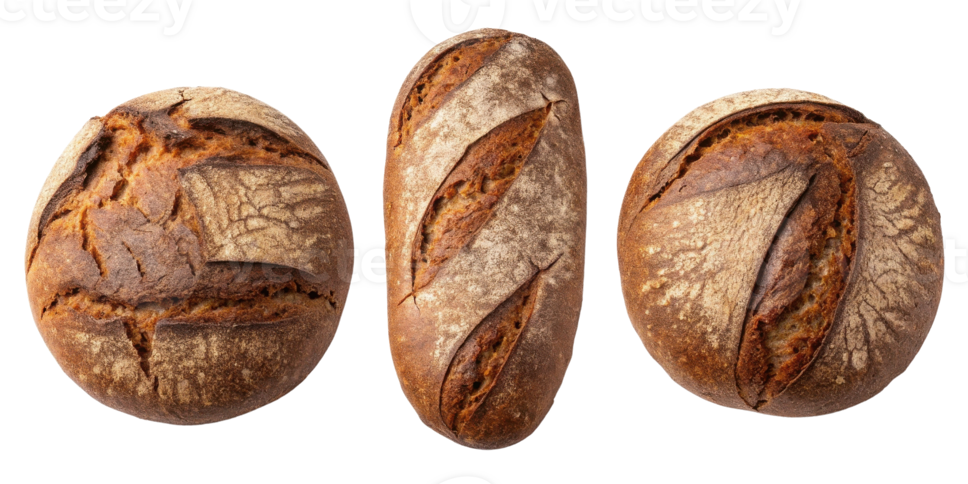 Freshly baked sourdough bread loaves showcase rustic appearance with crispy crust and soft interior, perfect for any meal png