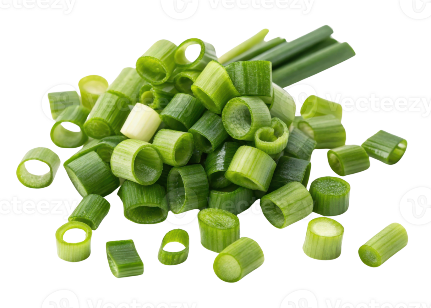 Fresh spring onion slices with vibrant green color and crisp texture perfect for adding flavor and freshness to any dish png